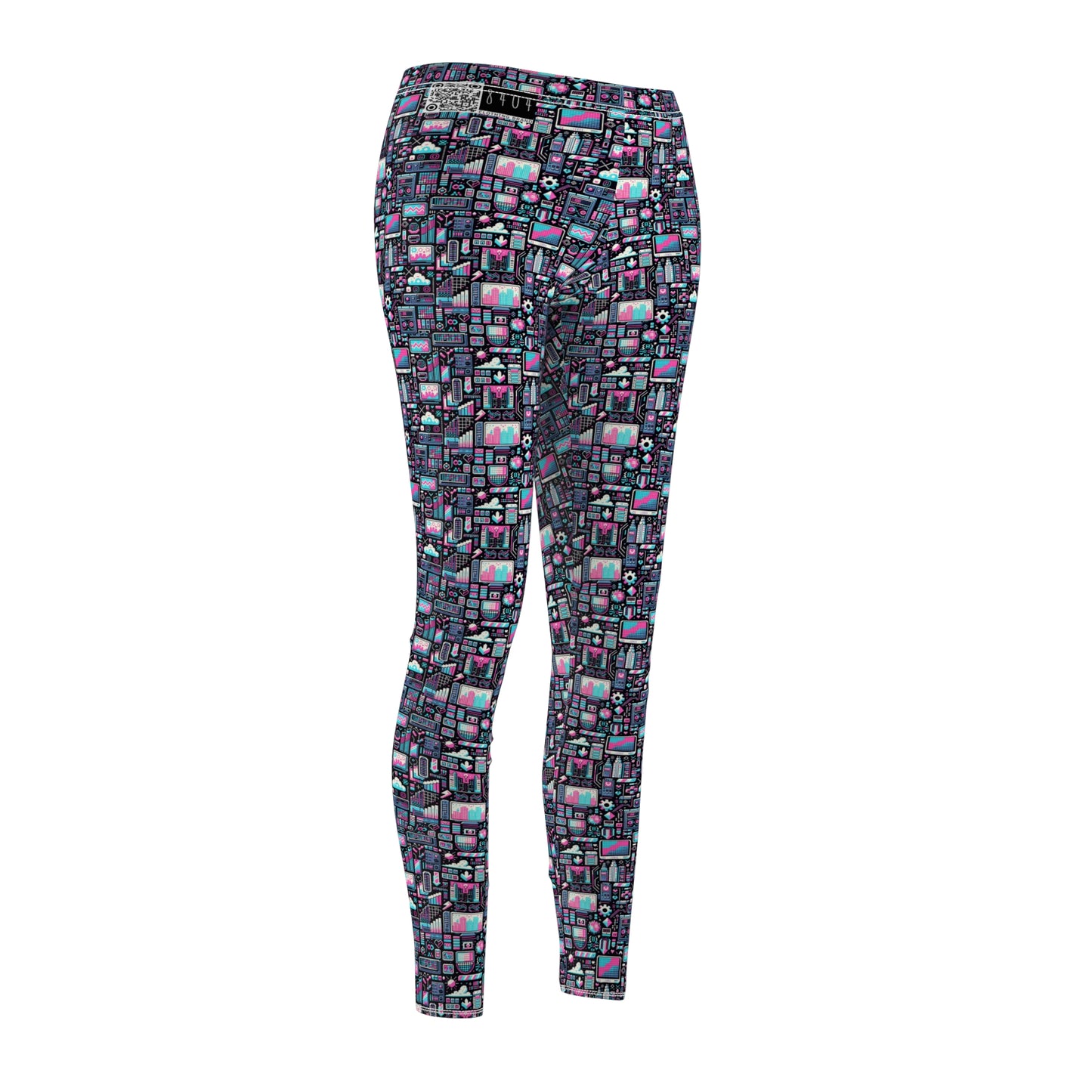 Digital Rebellion Youthful Streetwear with a Rebellious Digital Twist Women's Cut & Sew Casual Leggings - 8404 Design-71
