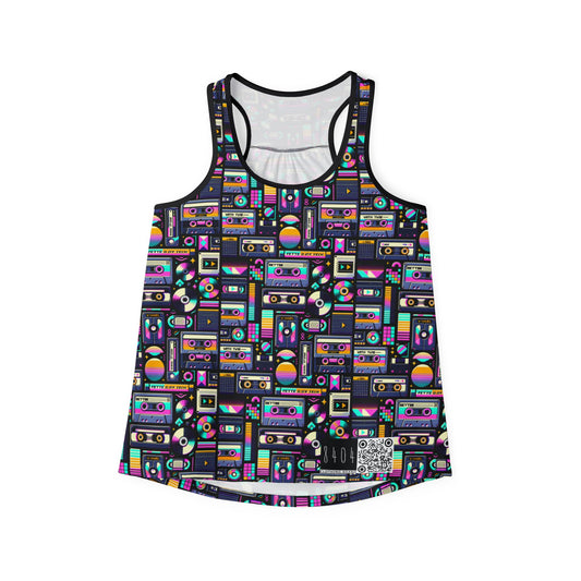 Digital Nostalgia Tech-Inspired Retro Fusion Women's Tank Top - 8404 Design-48