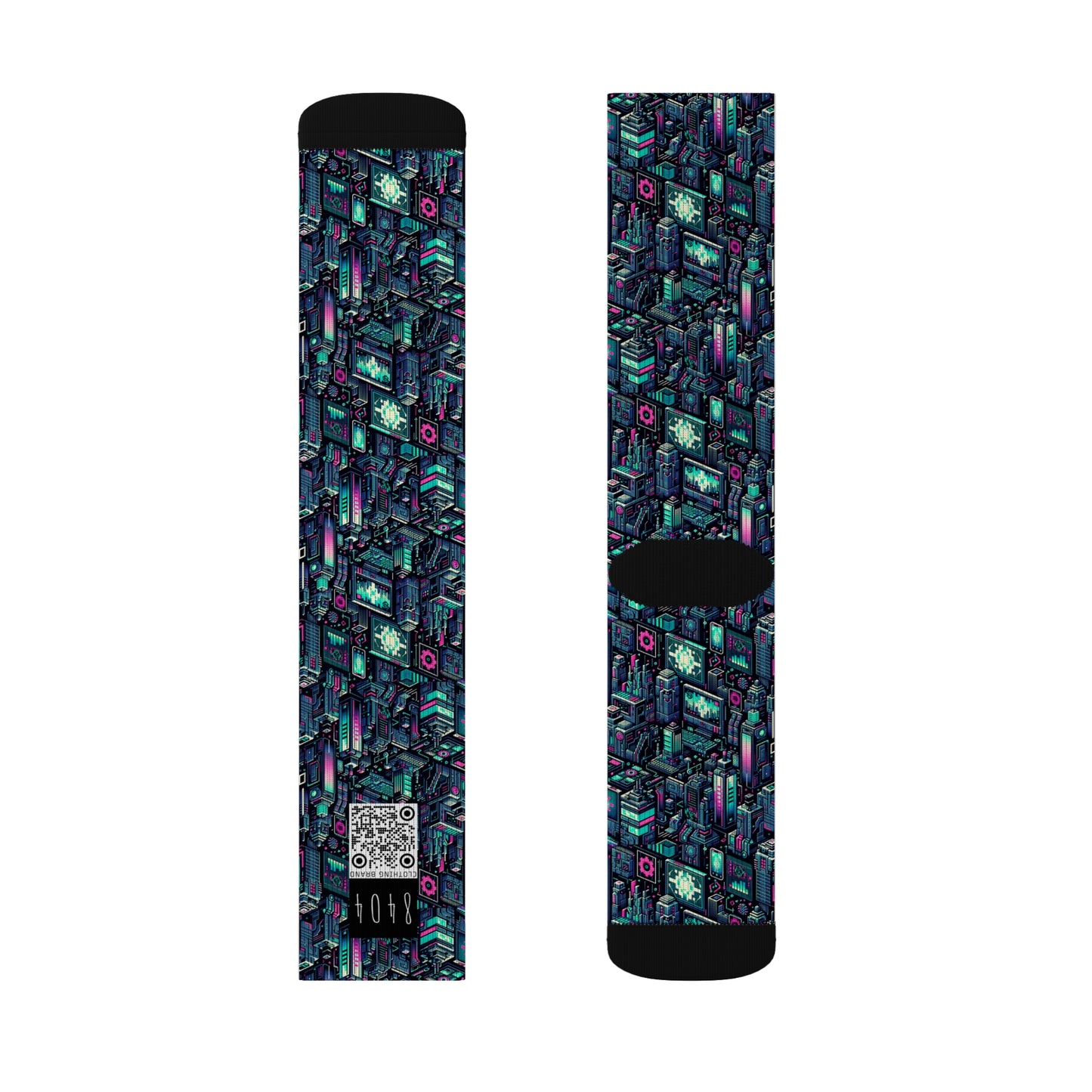 Digital Rebellion Tech-Inspired Streetwear Sublimation Socks - 8404 Design-58