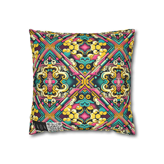 Neon Pop Art Revival Pop Culture Retro Faux Suede Square Pillowcase - 8404 Design-59