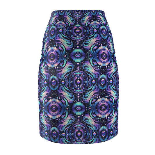Iridescent Tech Fusion Tech-Forward Streetwear Women's Pencil Skirt - 8404 Design-62
