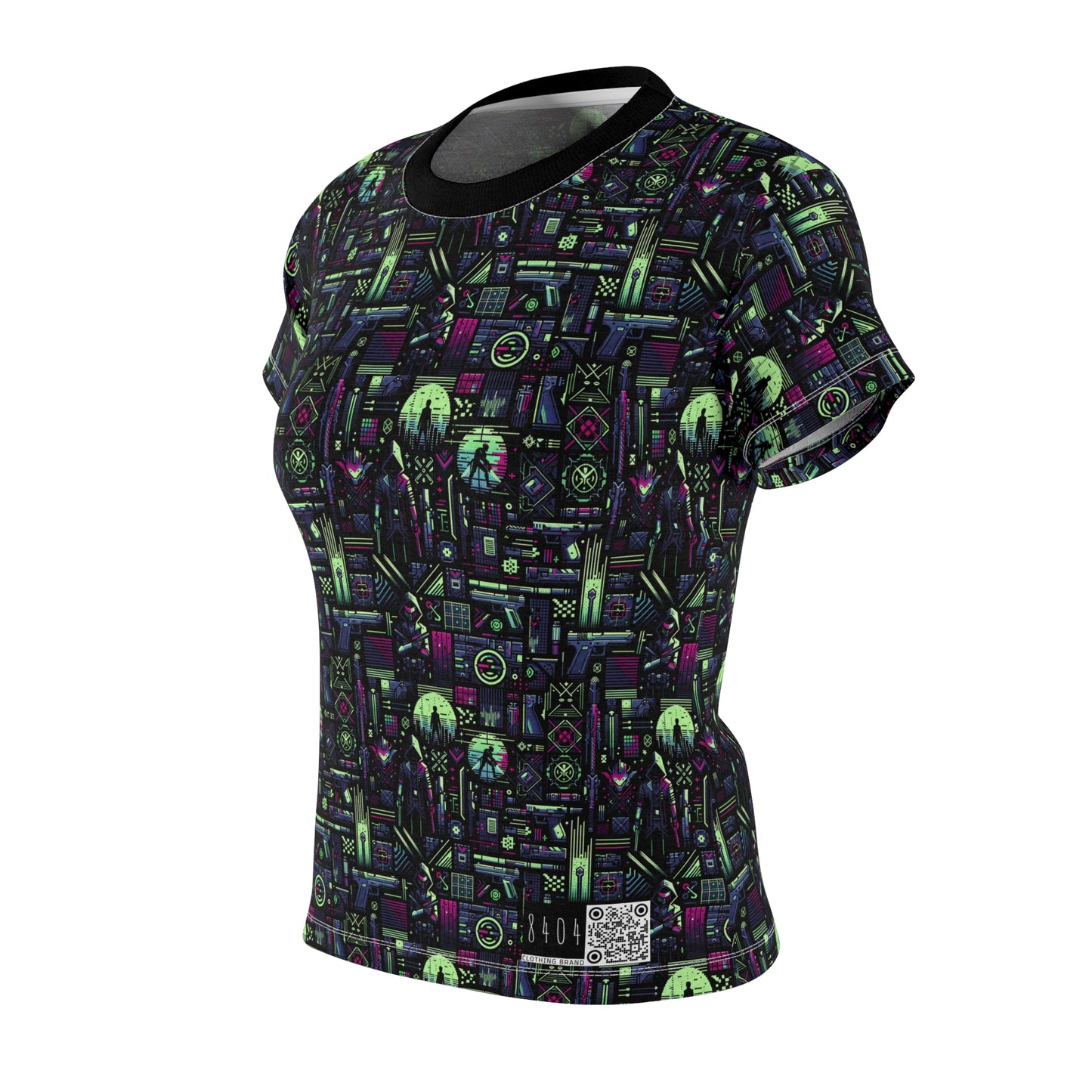 Tech Noir Futuristic Cyberpunk Women's Cut & Sew Tee - 8404 Design-63