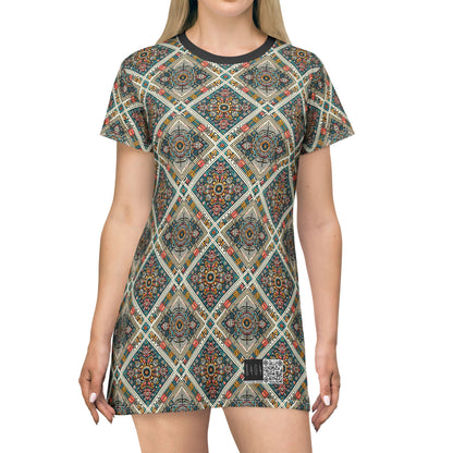 Cultural Fusion Tech Blend of Cultural Heritage With Tech-Inspired Elements T-Shirt Dress - 8404 Design-64