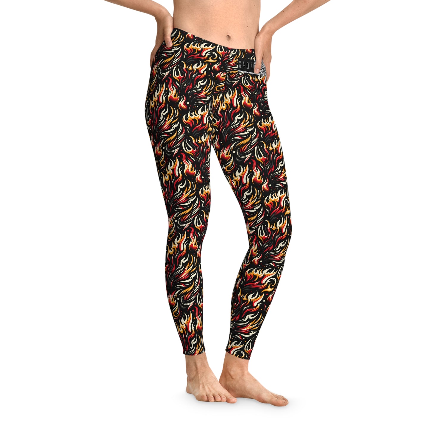 Fire & Flames Bold Streetwear Statement Stretch Leggings - 8404 Design-60