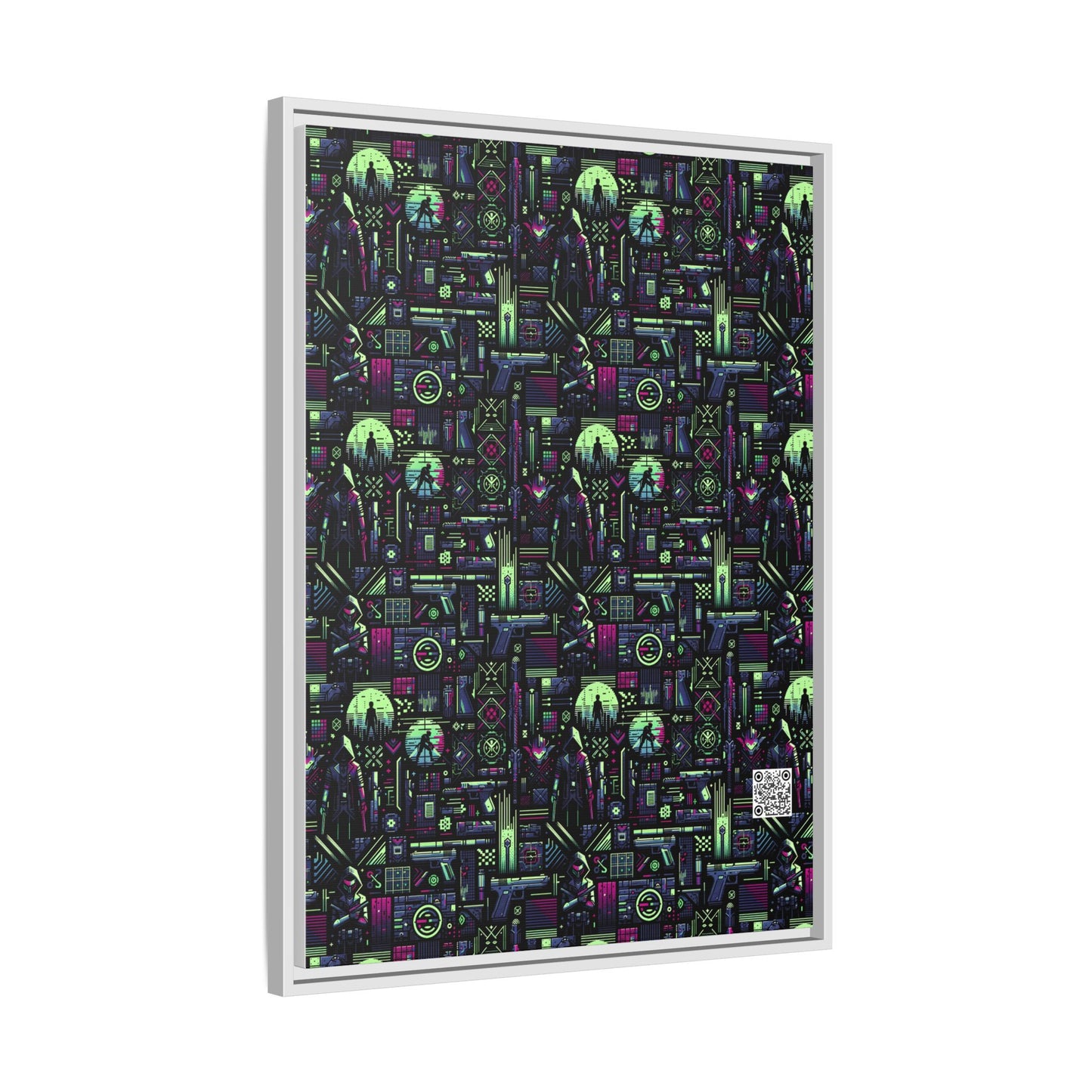 Tech Noir Futuristic Cyberpunk Matte Canvas, Framed (multi-Color) - 8404 Design-63 A