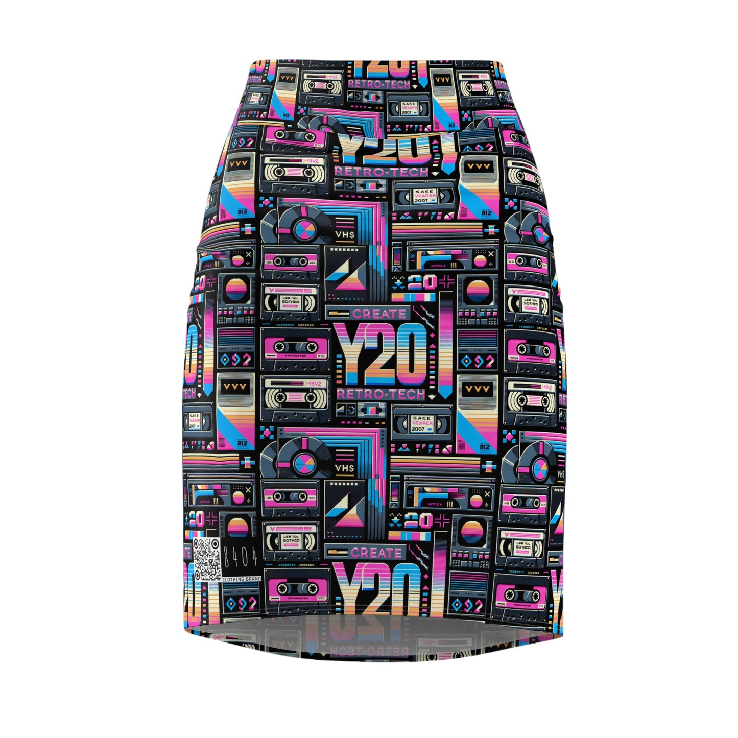 Digital Nostalgia Tech-Inspired Retro Fusion Women's Pencil Skirt - 8404 Design-65
