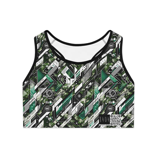 Tech Camo Fusion Tech-Forward Streetwear With a Futuristic Edge Sports Bra - 8404 Design-63