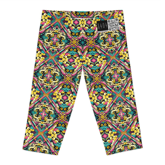 Neon Pop Art Revival Pop Culture Retro Women's Capri Leggings - 8404 Design-59