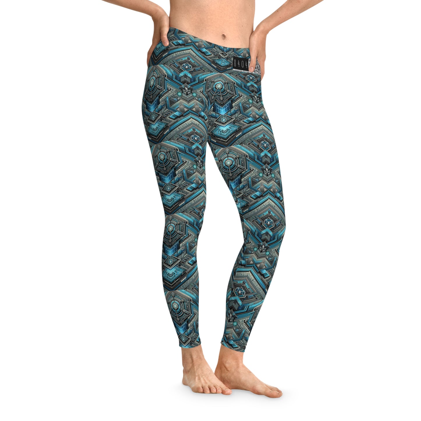 Tech-Infused Futurism Sleek Tech Edge Stretch Leggings - 8404 Design-49