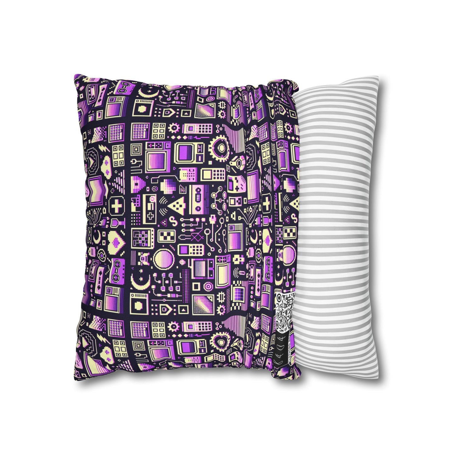 Digital Nostalgia Remix Modern Vintage Fusion Spun Polyester Square Pillowcase - 8404 Design-54