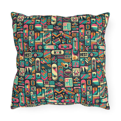 Skate Culture Revival Urban Retro Cool Outdoor Pillow - 8404 Design-61