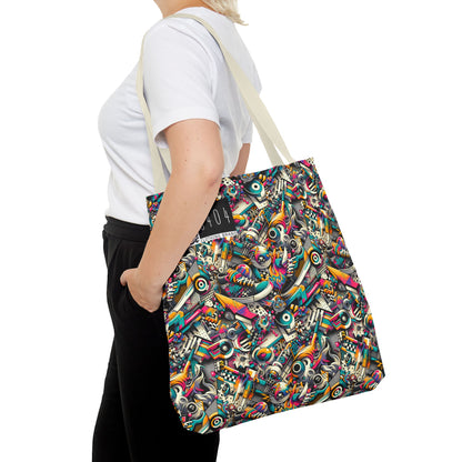 Urban Graffiti Fusion Eclectic Street Art Meets Modern Tech Culture Tote Bag - 8404 Design-55