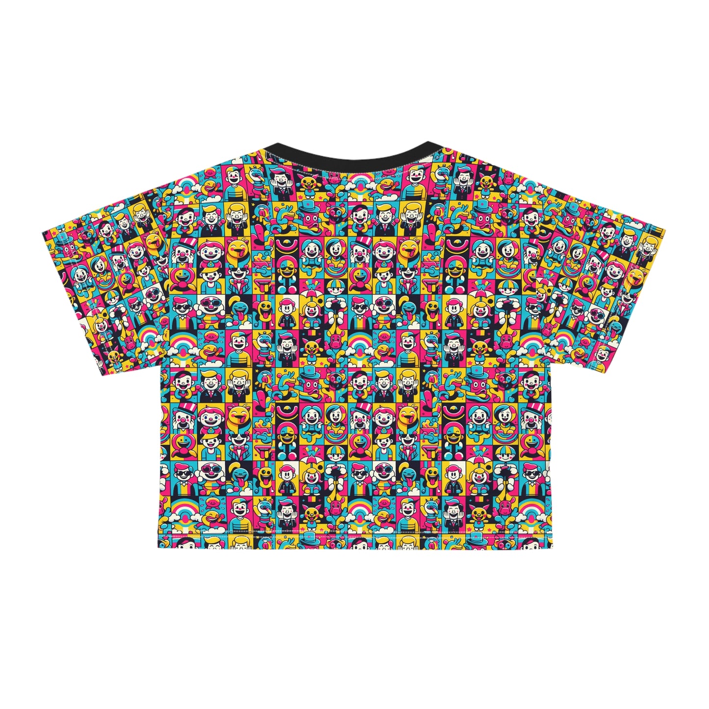 Neon Pop Playful Pop Culture Mashup Crop Tee - 8404 Design-60