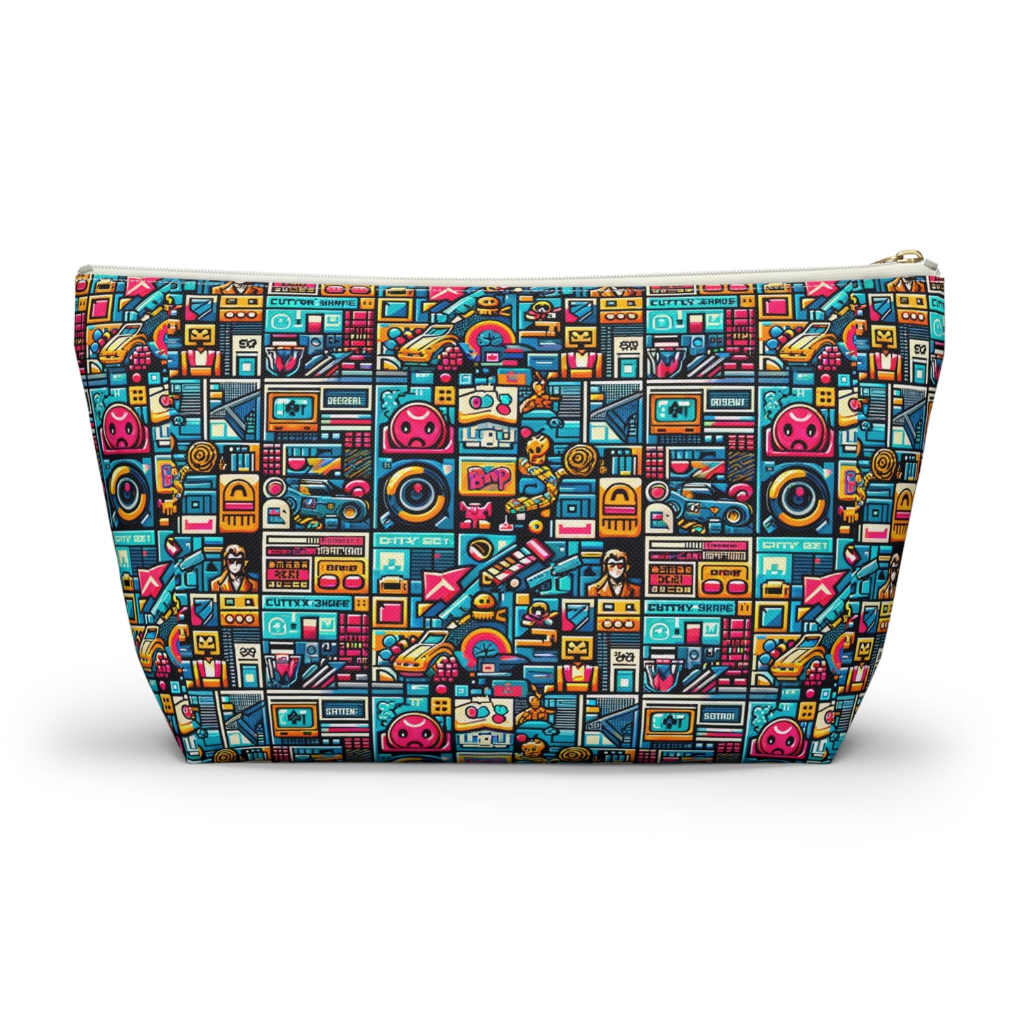 Digital Pop Culture Mashup Maximalist Pop Accessory Pouch W T-bottom - 8404 Design-47
