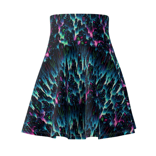 Tech Noir Graphics Cyberpunk Tech Aesthetic Women's Skater Skirt - 8404 Design-53
