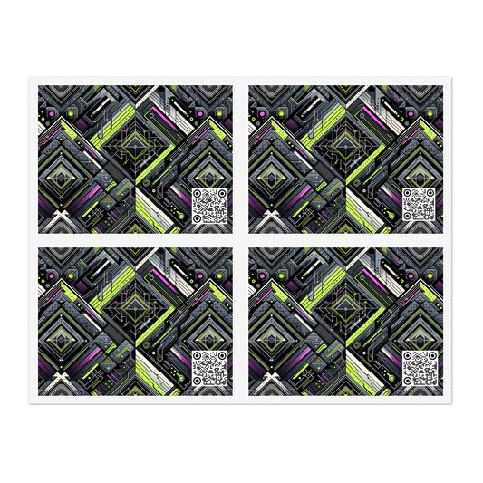 Retro Futurism Graphics Tech-Forward Streetwear Sticker Sheets - 8404 Design-60