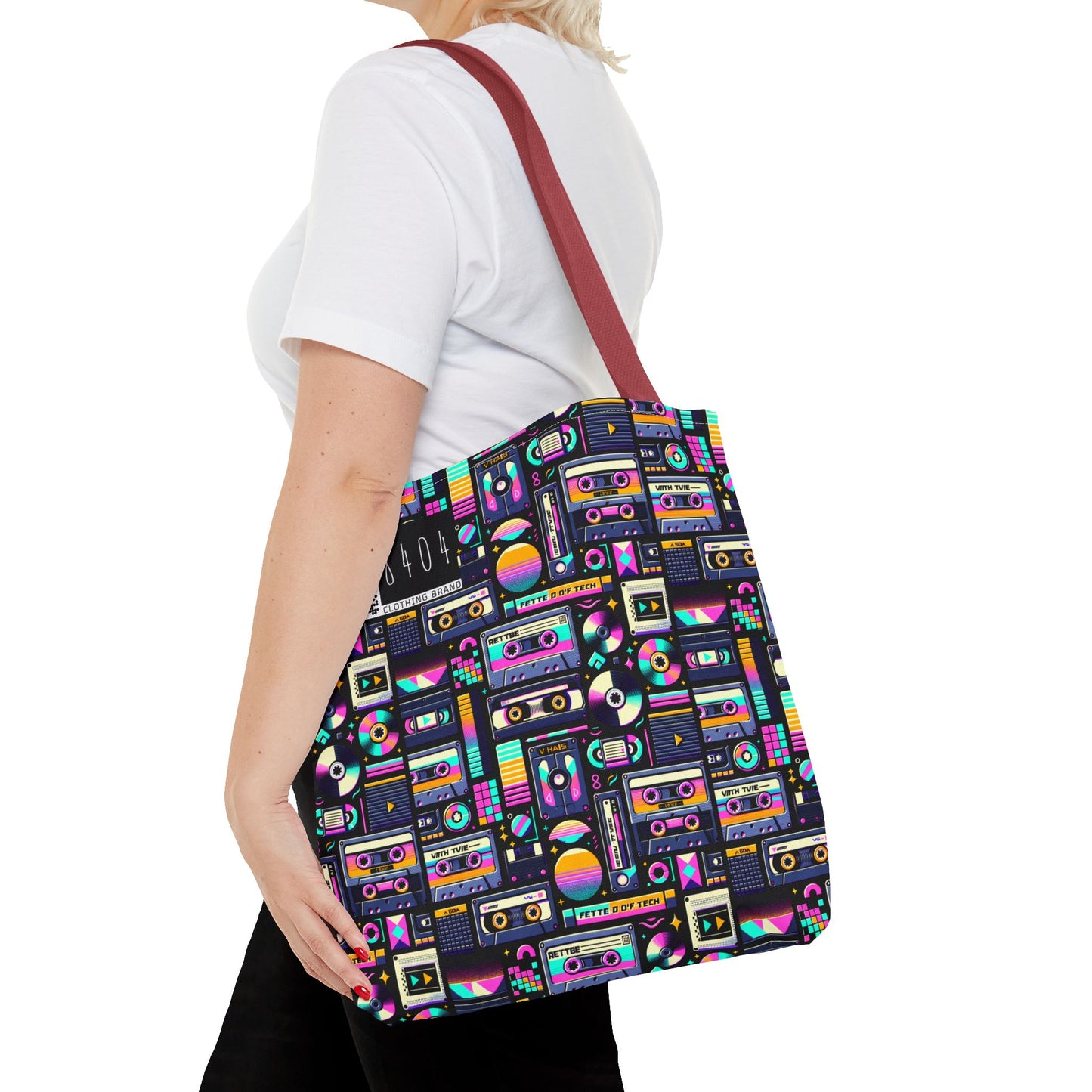 Digital Nostalgia Tech-Inspired Retro Fusion Tote Bag - 8404 Design-48