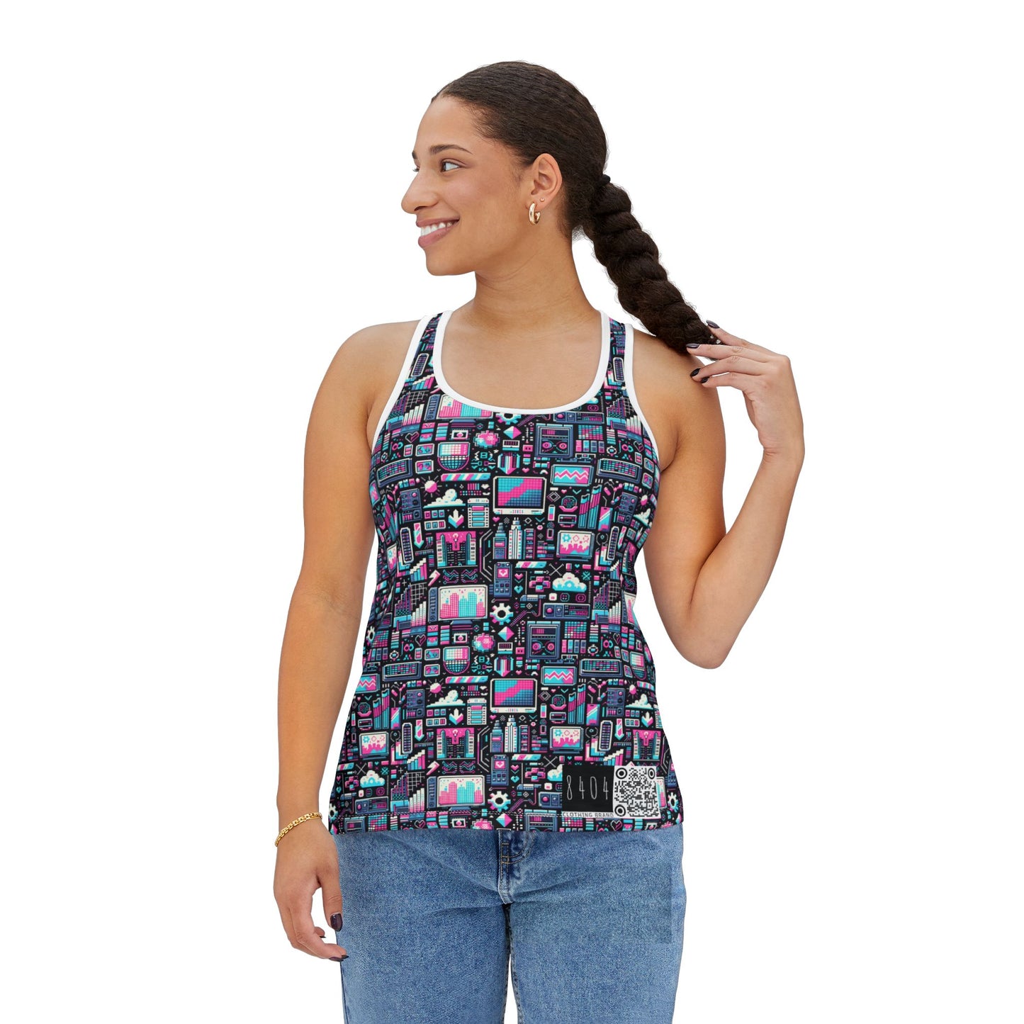 Digital Rebellion Youthful Streetwear with a Rebellious Digital Twist Women's Tank Top - 8404 Design-71
