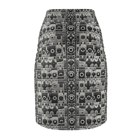 Tech Utility Aesthetics Tech-Forward Minimalism Women's Pencil Skirt - 8404 Design-60