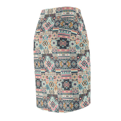 Digital Artisanal Fusion Digital Artisanal Women's Pencil Skirt - 8404 Design-55