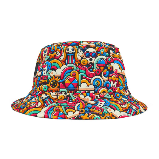 Neon Pop Playful Pop Culture Mashup Bucket Hat - 8404 Design-62
