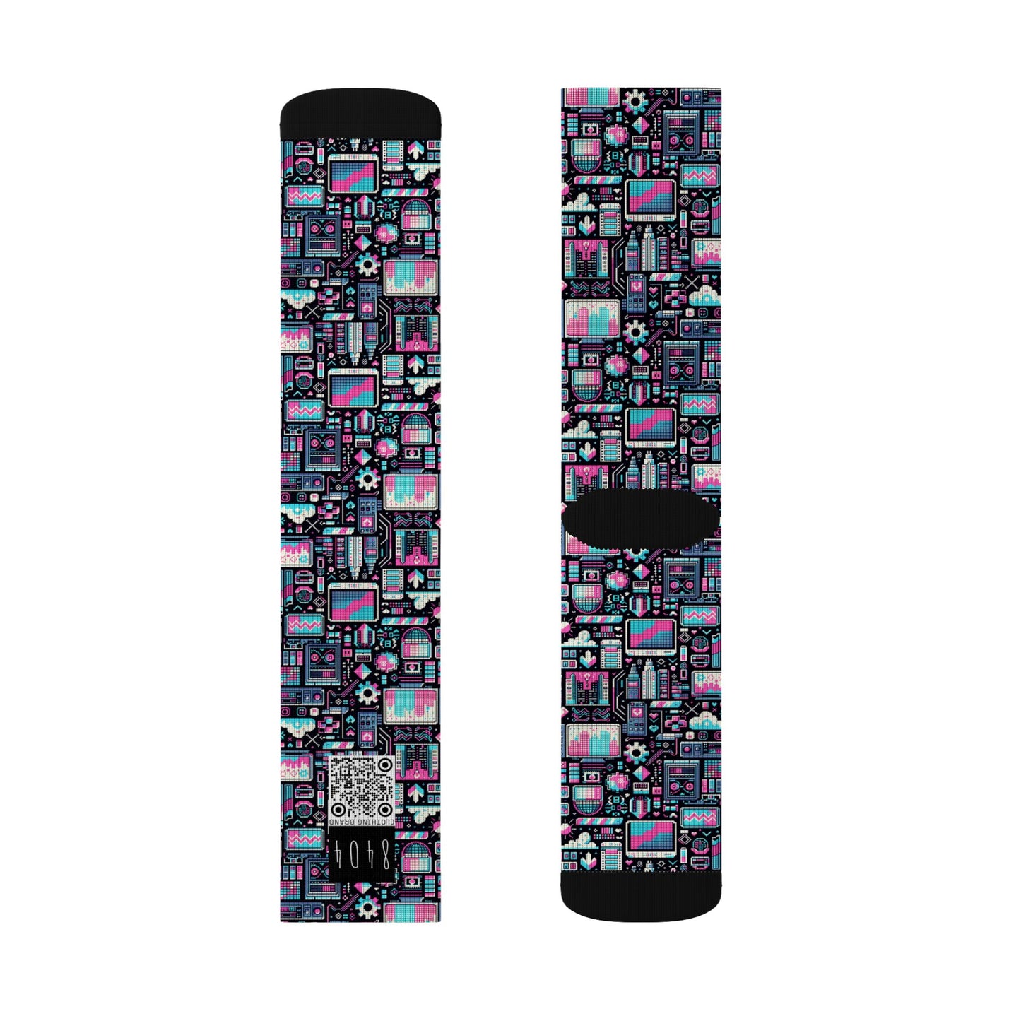 Digital Rebellion Youthful Streetwear with a Rebellious Digital Twist Sublimation Socks - 8404 Design-71