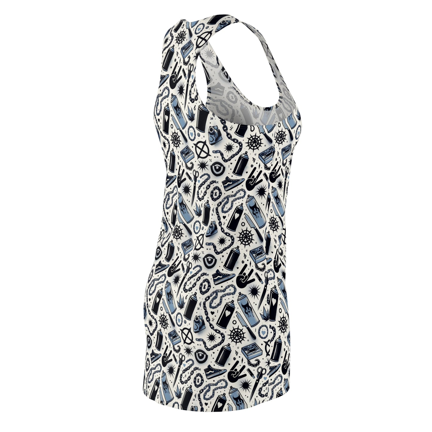 Cultural Rebellion Graphics Edgy and Rebellious With a Hint of Nostalgia Women's Cut & Sew Racerback Dress - 8404 Design-57