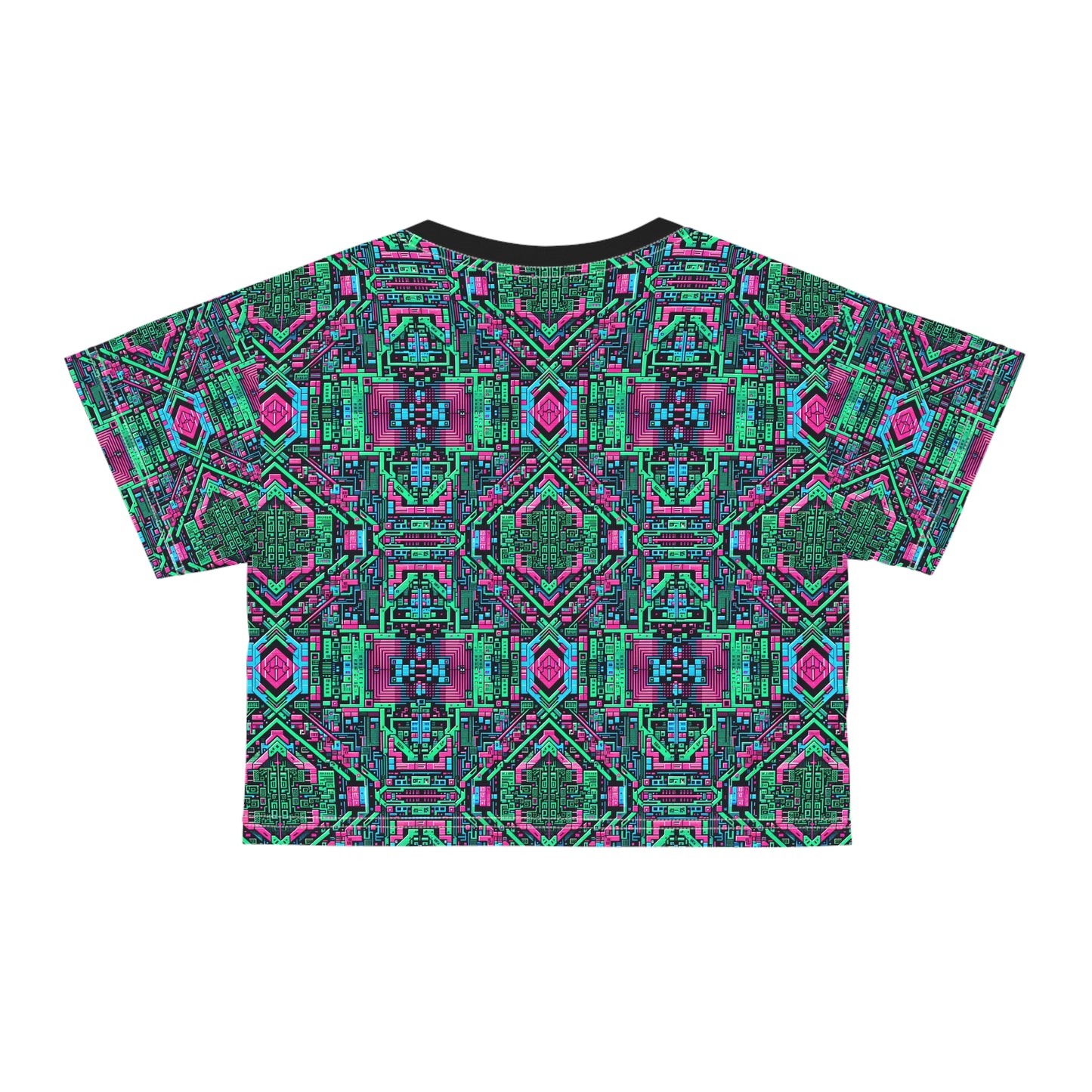 Digital Glitch Vibes Tech-Inspired Streetwear Crop Tee - 8404 Design-71