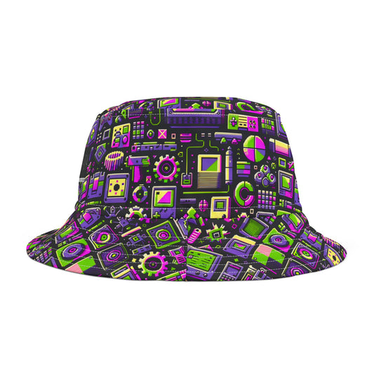 Digital Nostalgia Remix Modern Vintage Fusion Bucket Hat - 8404 Design-67