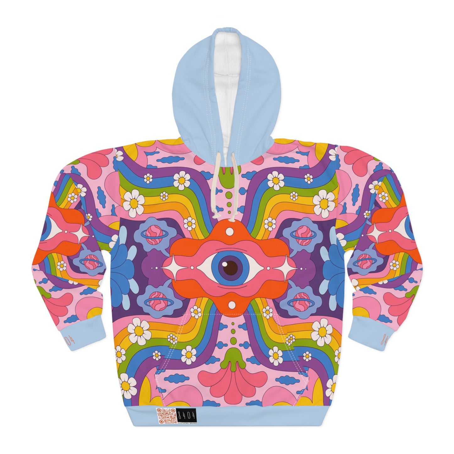8404's Unisex Adult "the Eye of Trance in Baby Blue" Fashion Pullover Hoodie