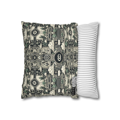 Cyber Garden Party Tech Garden Extravaganza Spun Polyester Square Pillowcase - 8404 Design-54