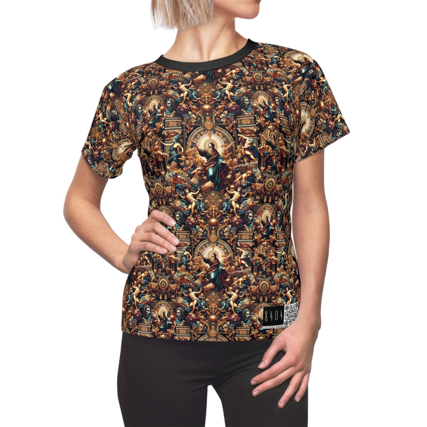 Digital Renaissance Luxurious Streetwear Inspired By Classical Art With a Modern Twist Women's Cut & Sew Tee - 8404 Design-64