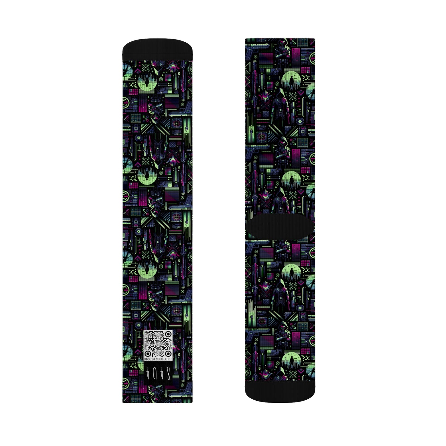 Tech Noir Futuristic Cyberpunk Sublimation Socks - 8404 Design-63