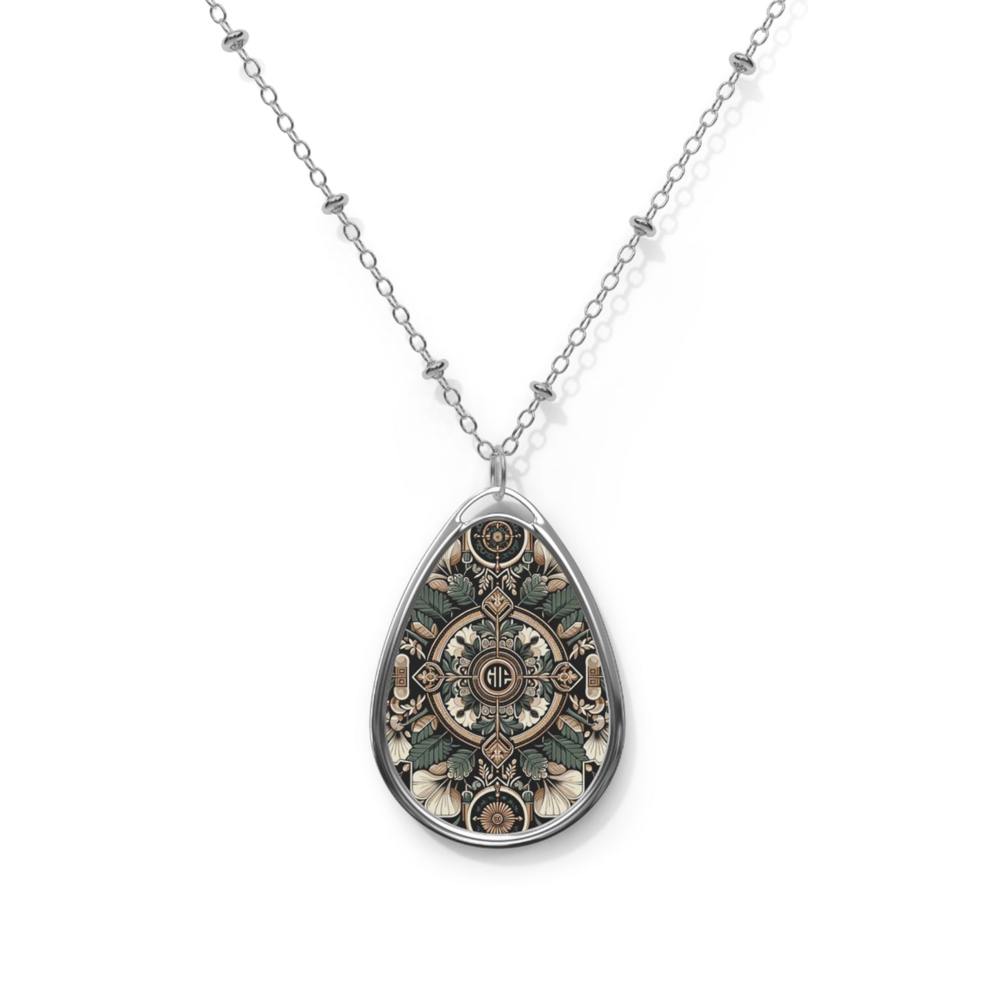 Cyber Garden Party Tech Garden Extravaganza Oval Necklace - 8404 Design-66