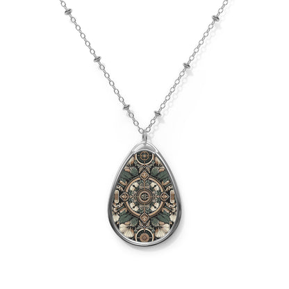 Cyber Garden Party Tech Garden Extravaganza Oval Necklace - 8404 Design-66