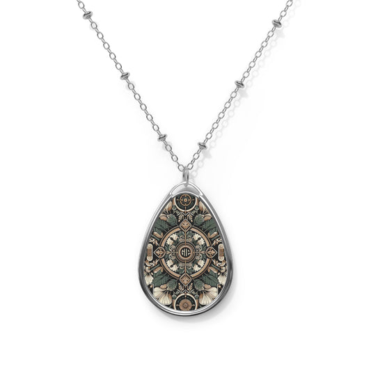 Cyber Garden Party Tech Garden Extravaganza Oval Necklace - 8404 Design-66