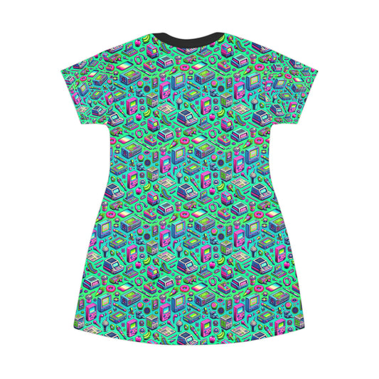 Y2k Revival Nostalgic Futurism T-Shirt Dress - 8404 Design-48