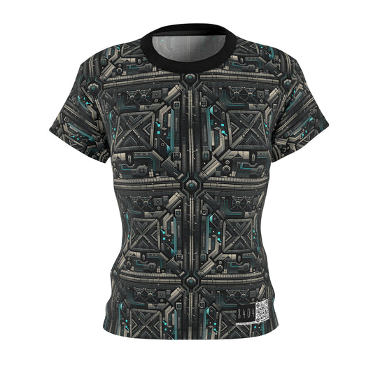 Tech Noir Futuristic Tech Aesthetic with a Dark Twist Women's Cut & Sew Tee - 8404 Design-59