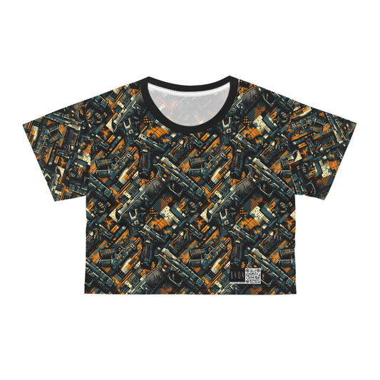 Digital Punk Futuristic Grunge Crop Tee - 8404 Design-47