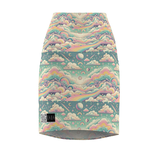 Digital Dreamland Whimsical and Nostalgic Streetwear With a Digital Twist Women's Pencil Skirt - 8404 Design-65