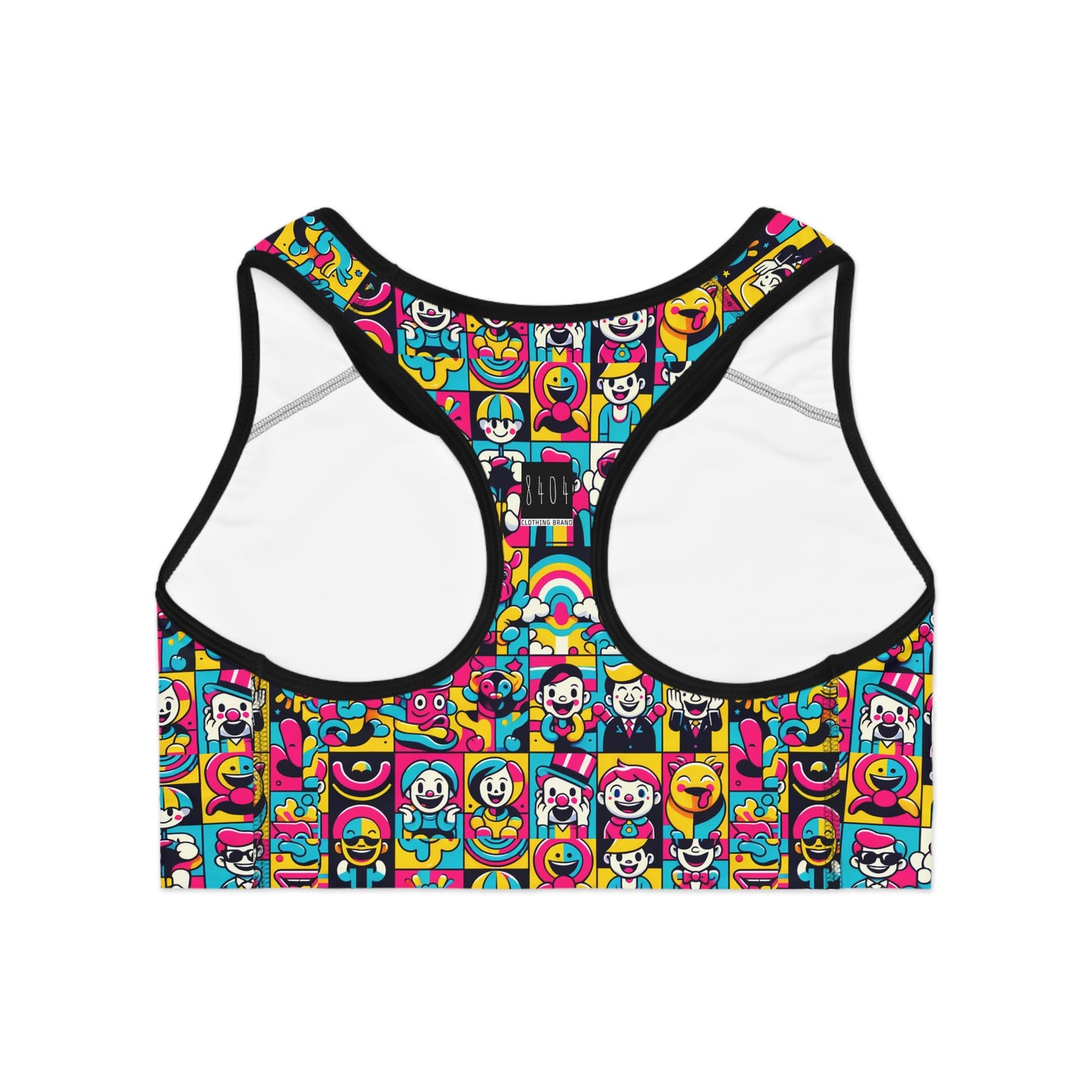 Neon Pop Playful Pop Culture Mashup Sports Bra - 8404 Design-60