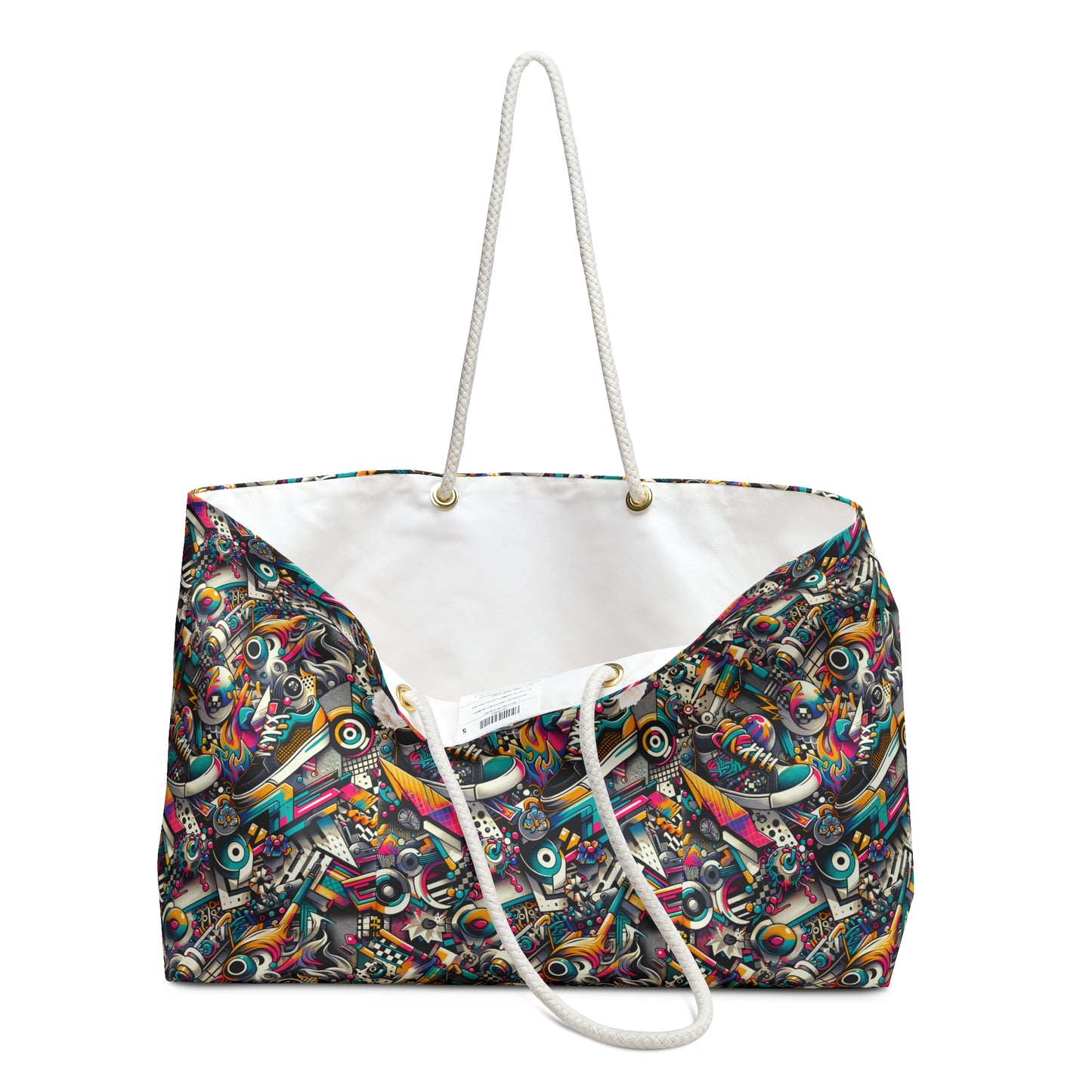 Urban Graffiti Fusion Eclectic Street Art Meets Modern Tech Culture Weekender Bag - 8404 Design-55