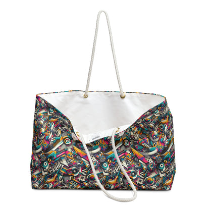 Urban Graffiti Fusion Eclectic Street Art Meets Modern Tech Culture Weekender Bag - 8404 Design-55