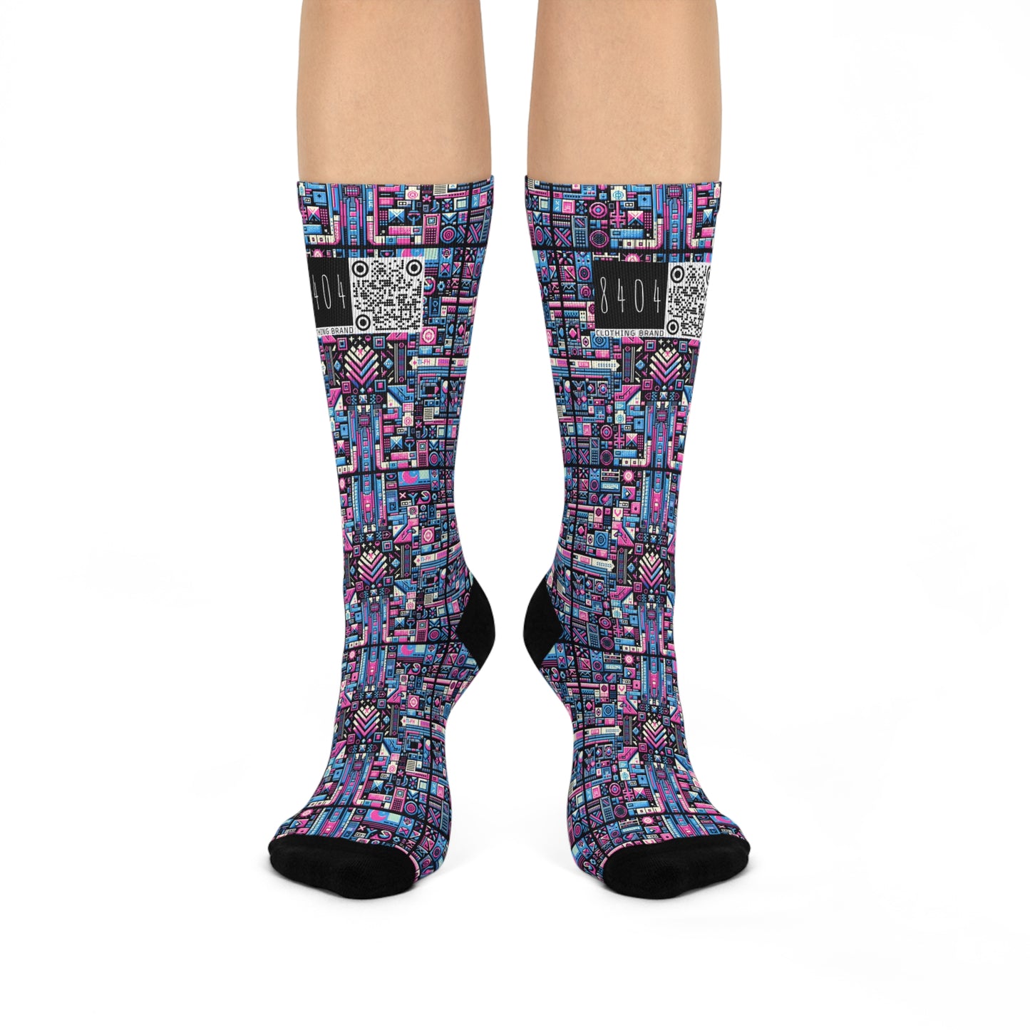 Digital Rebellion Youthful Streetwear with a Rebellious Digital Twist Cushioned Crew Socks - 8404 Design-65