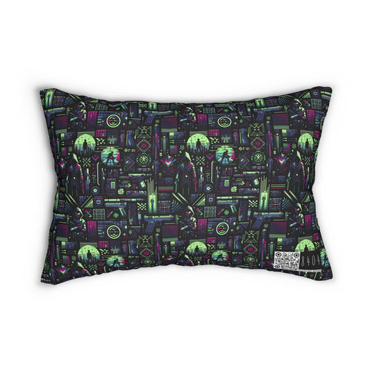 Tech Noir Futuristic Cyberpunk Spun Polyester Lumbar Pillow - 8404 Design-63 B
