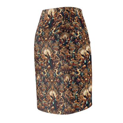 Digital Renaissance Luxurious Streetwear Inspired By Classical Art With a Modern Twist Women's Pencil Skirt - 8404 Design-64