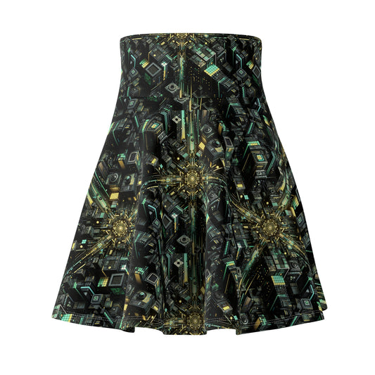 Tech Noir Graphics Tech-Inspired Streetwear Women's Skater Skirt - 8404 Design-66