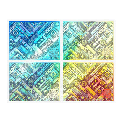 Tech-Infused Neon Tech-Forward Streetwear Sticker Sheets - 8404 Design-52