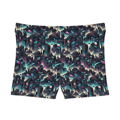 Digital Rebellion Tech-Inspired Streetwear Women's Shorts - 8404 Design-51