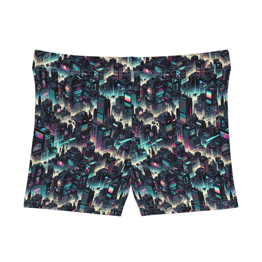 Digital Rebellion Tech-Inspired Streetwear Women's Shorts - 8404 Design-51